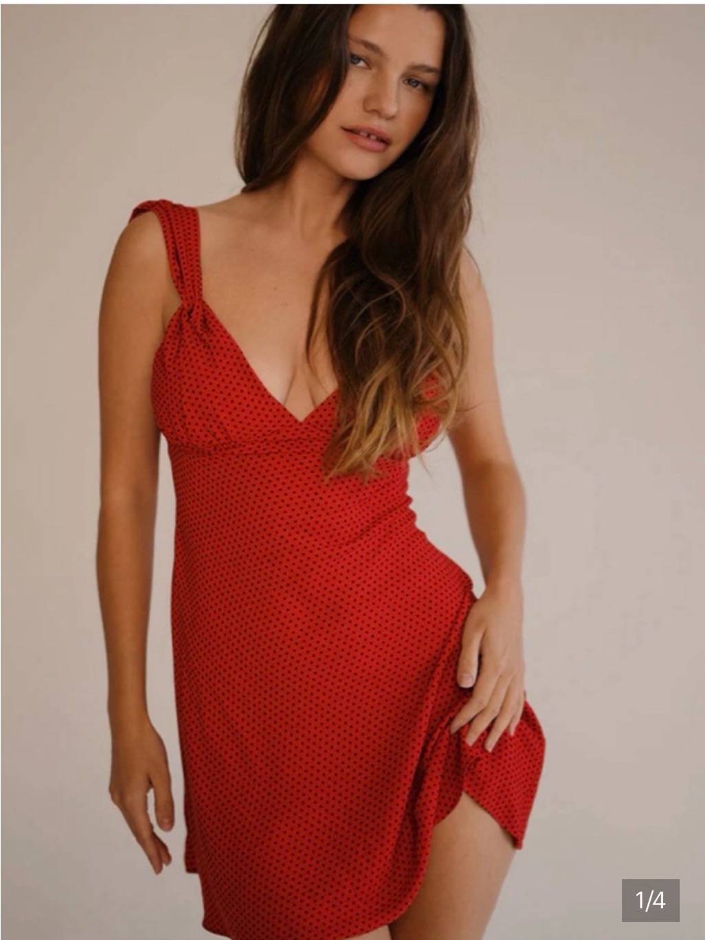 Frankie's Bikinis Red Polka Dot Slip Dress